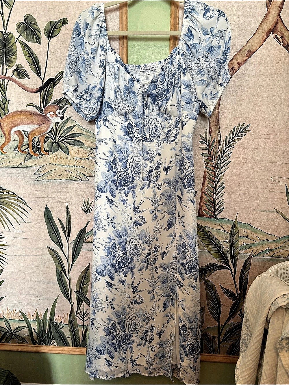 Baltic Born Joanie Smocked Dress Floral Maxi Dress Blue & White Medium
